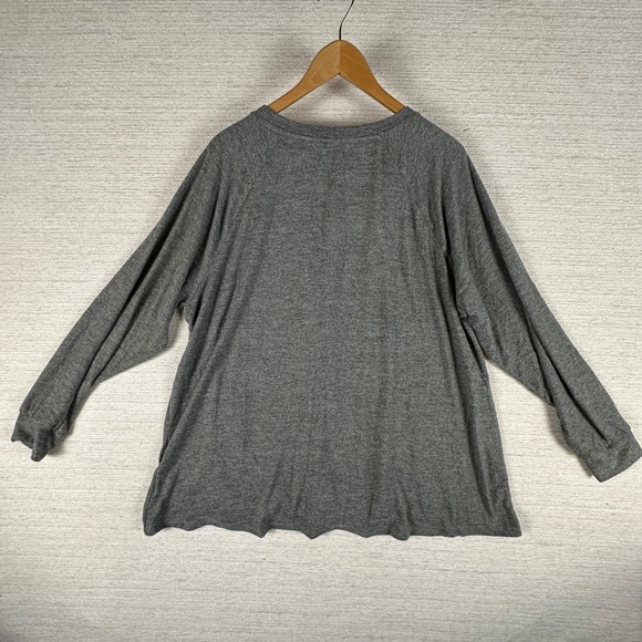 Lee Womens 2X Gray Long Sleeve Top With Twist Front Minimalist Normcore Everyday - Picture 2 of 9